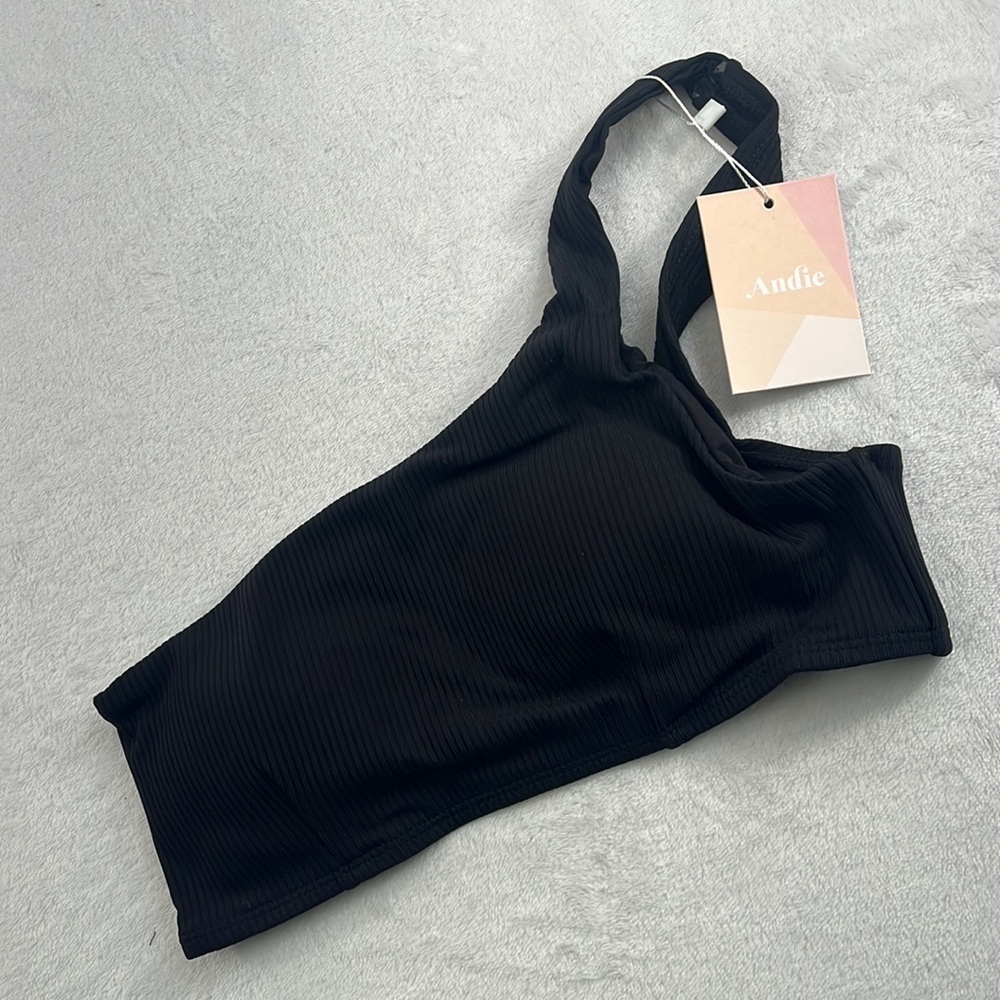 NWT Andie M Black Wynwood Top One Strap 19ATWYN Bathing Suit Top‎